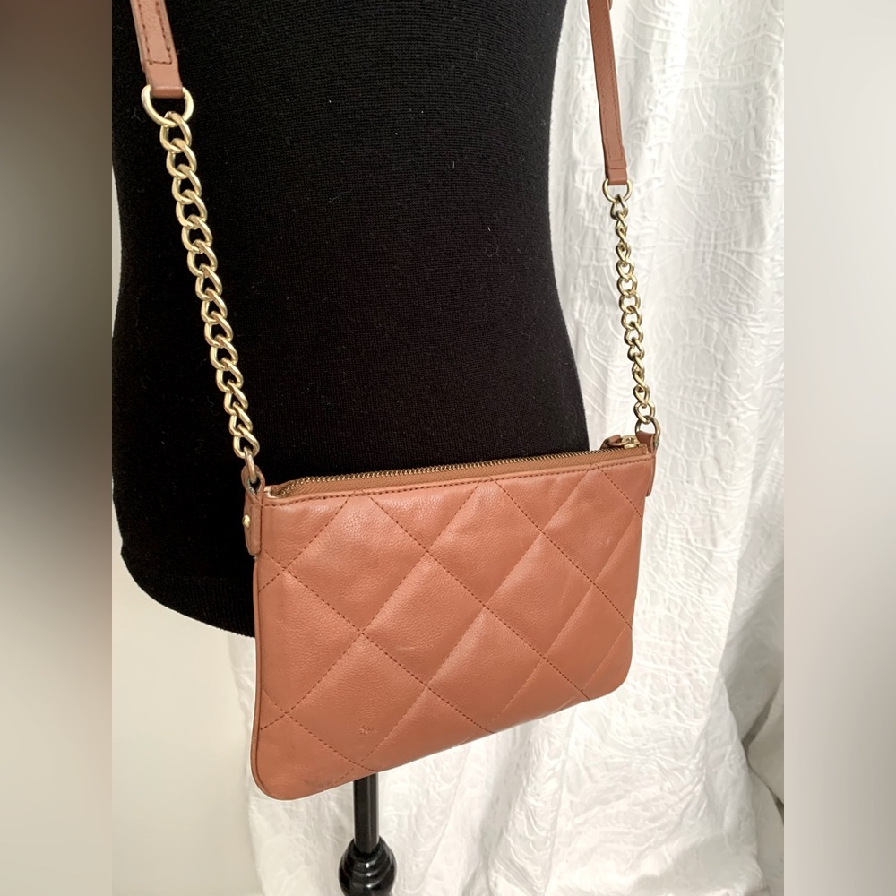 Talbots Quilted Leather Crossbody Purse Gold Toned Hardware Vintage